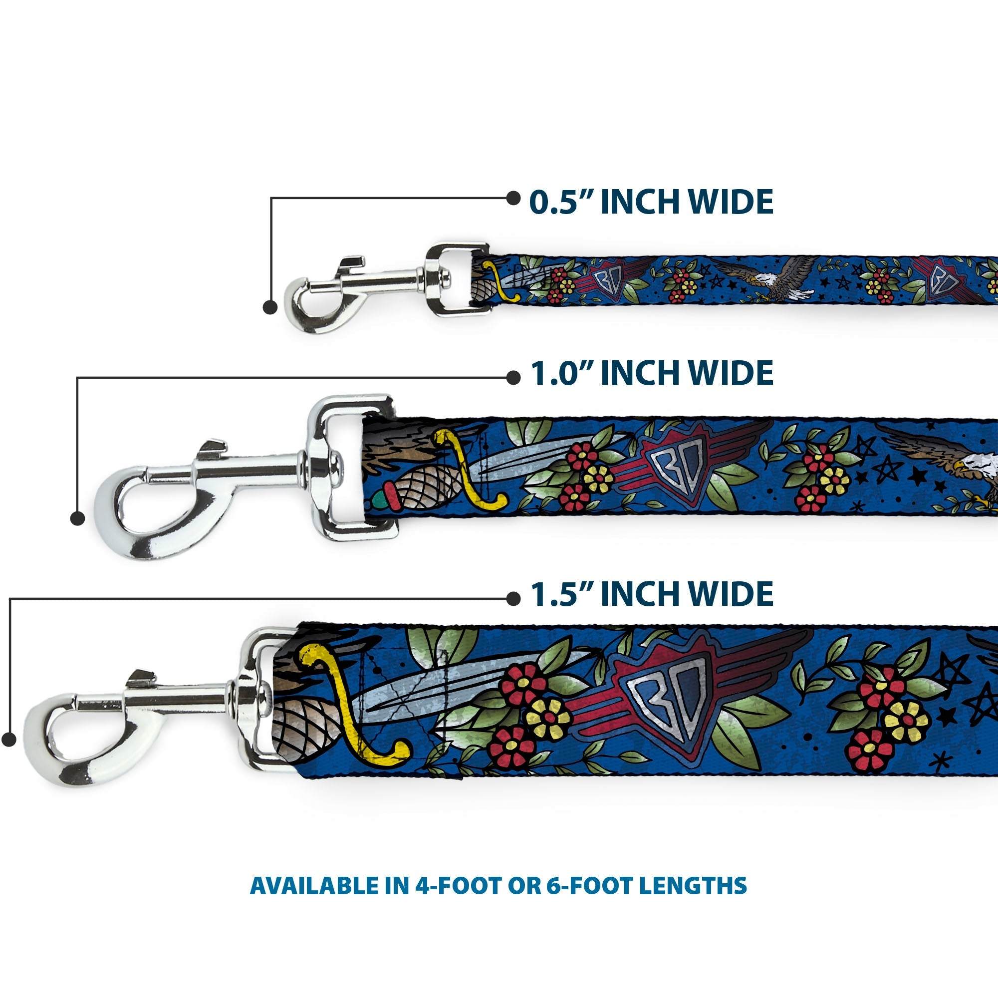 Dog Leash - Truth and Justice CLOSE-UP Blue