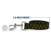 Dog Leash - Top Skulls Black/Camo Olive