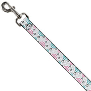 Dog Leash - Bird Tapestry White/Gray/Turquoise/Pink