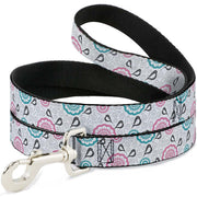Dog Leash - Bird Tapestry White/Gray/Turquoise/Pink