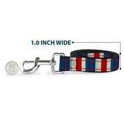 Dog Leash - Tartan Plaid Khaki/Blues/Red
