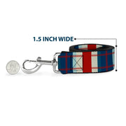 Dog Leash - Tartan Plaid Khaki/Blues/Red