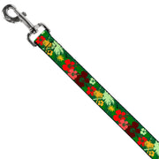 Dog Leash - Tropical Flora Greens/Reds/Gold