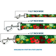Dog Leash - Tropical Flora Greens/Reds/Gold