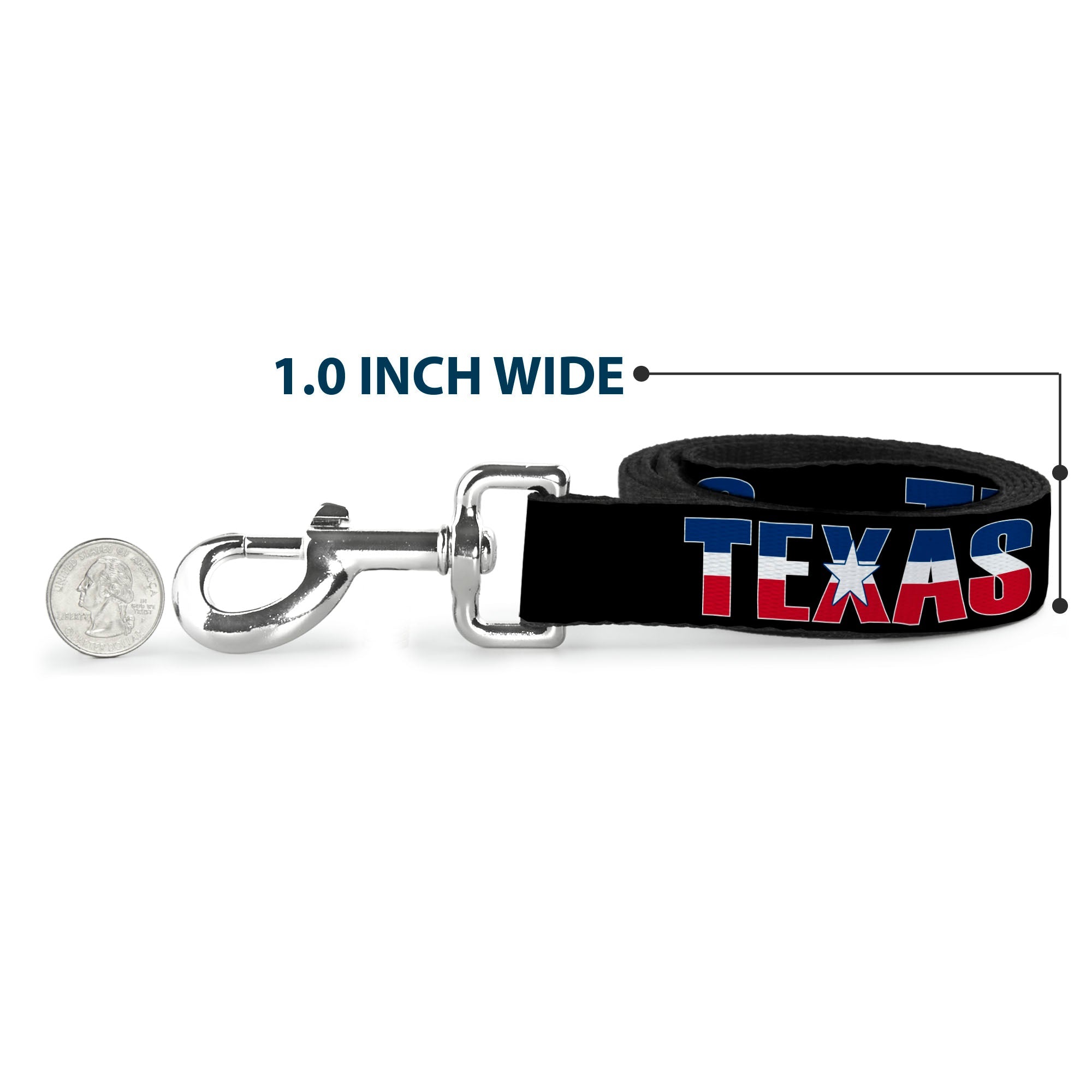 Dog Leash - TEXAS w/Star Black/White/Blue/Red