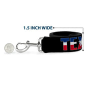 Dog Leash - TEXAS w/Star Black/White/Blue/Red