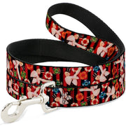 Dog Leash - Top Hat Pin Up Girl/Poker Chips Vertical Stripes Red/Black