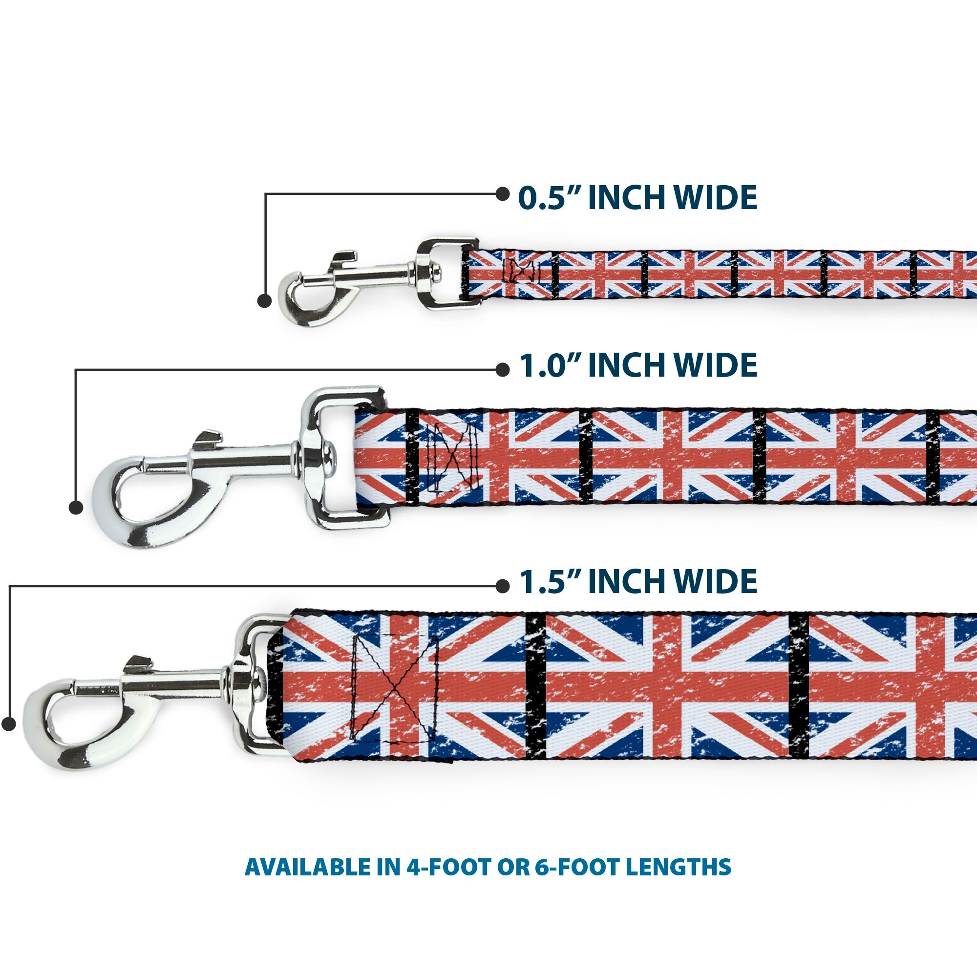 Dog Leash - United Kingdom Flags Weathered
