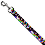 Dog Leash - Unicorns/Rainbow Swirl Black