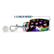Dog Leash - Unicorns/Rainbow Swirl Black