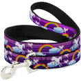 Load image into Gallery viewer, Dog Leash - Unicorns/Rainbows w/Stripes Purple
