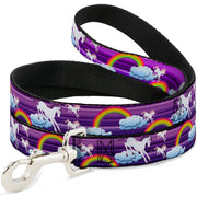 Dog Leash - Unicorns/Rainbows w/Stripes Purple