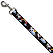 Dog Leash - Unicorns/Rainbows/Stars Black