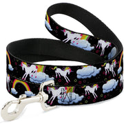 Dog Leash - Unicorns/Rainbows/Stars Black