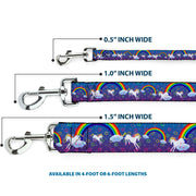 Dog Leash - Unicorns/Rainbows/Stars Blue/Purple