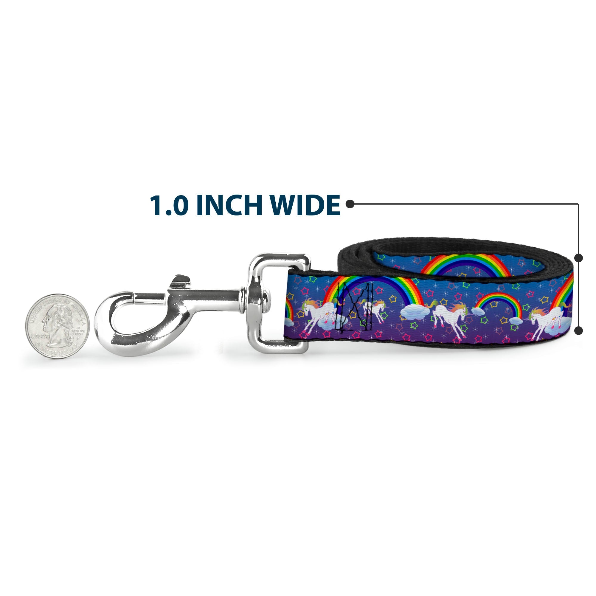 Dog Leash - Unicorns/Rainbows/Stars Blue/Purple