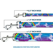 Dog Leash - Unicorns/Rainbows/Stars Blue/Rainbow/White