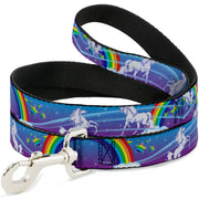 Dog Leash - Unicorns/Rainbows/Stars Blue/Rainbow/White