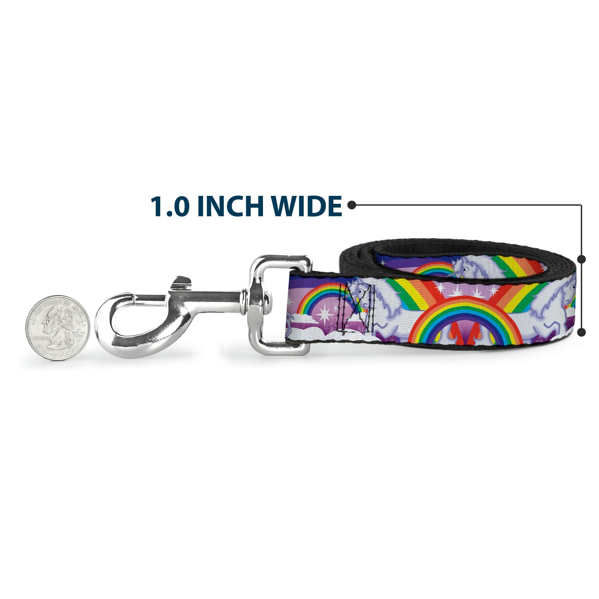 Dog Leash - Unicorns in Rainbows w/Sparkles/Purple