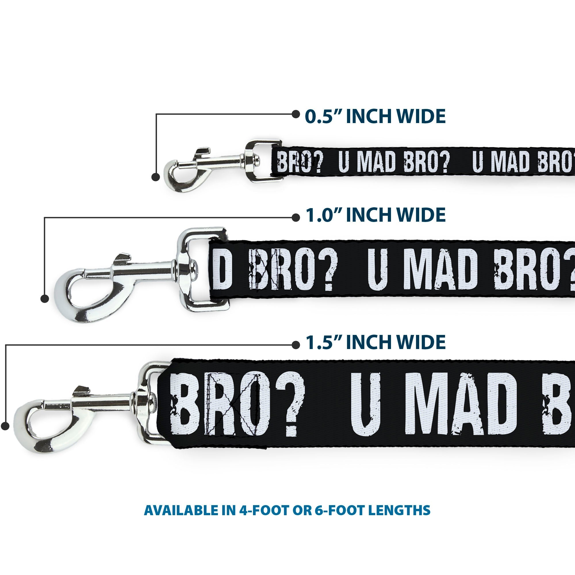 Dog Leash - U MAD BRO? Weathered Black/White