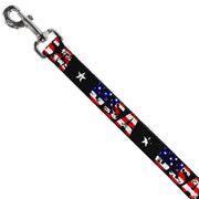 Dog Leash - USA w/Star Black/US Flags
