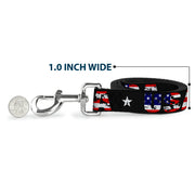 Dog Leash - USA w/Star Black/US Flags