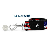 Dog Leash - USA w/Star Black/US Flags