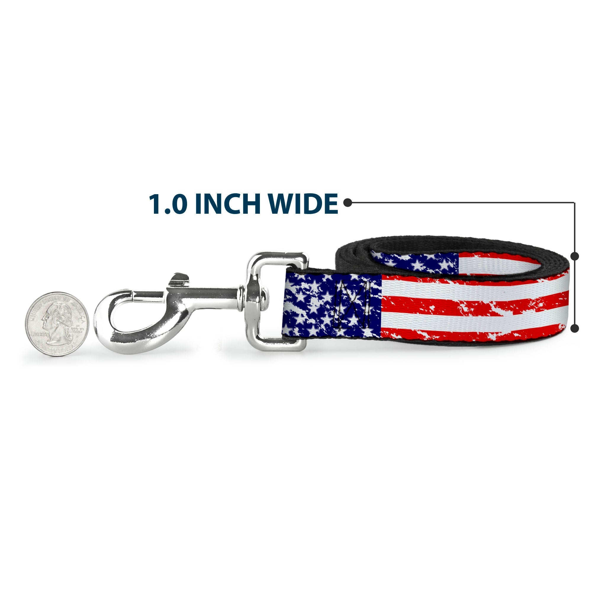 Dog Leash - United States Flags CLOSE-UP Weathered