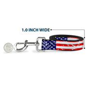 Dog Leash - United States Flags CLOSE-UP Weathered