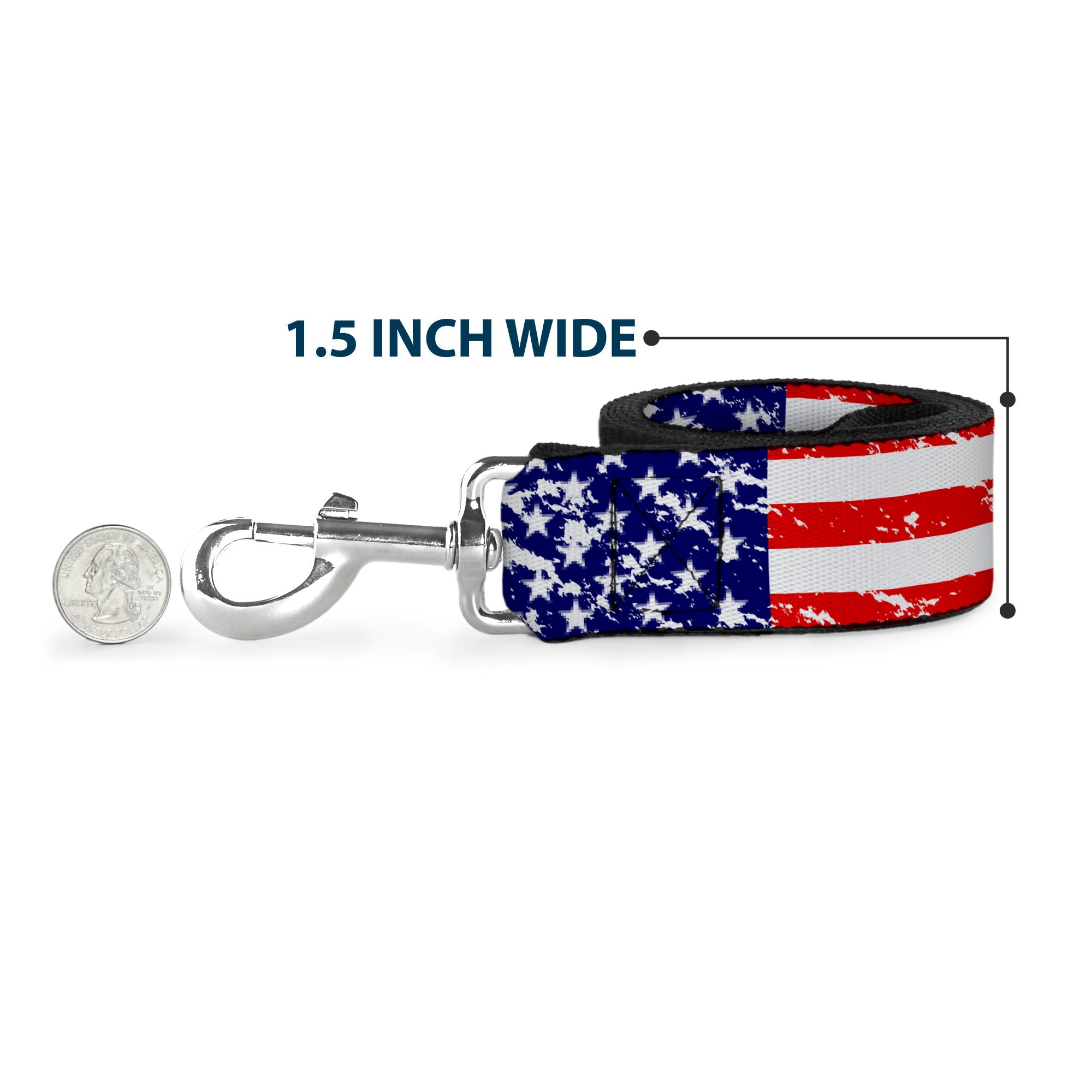 Dog Leash - United States Flags CLOSE-UP Weathered