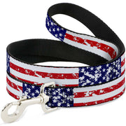 Dog Leash - United States Flags CLOSE-UP Weathered
