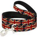 Load image into Gallery viewer, Dog Leash - United Kingdom Flags Vintage Black
