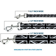 Dog Leash - Union Jack Distressed Black/White