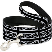Dog Leash - Union Jack Distressed Black/White