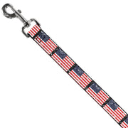 Dog Leash - United States Flags Weathered/Black