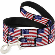 Dog Leash - United States Flags Weathered/Black