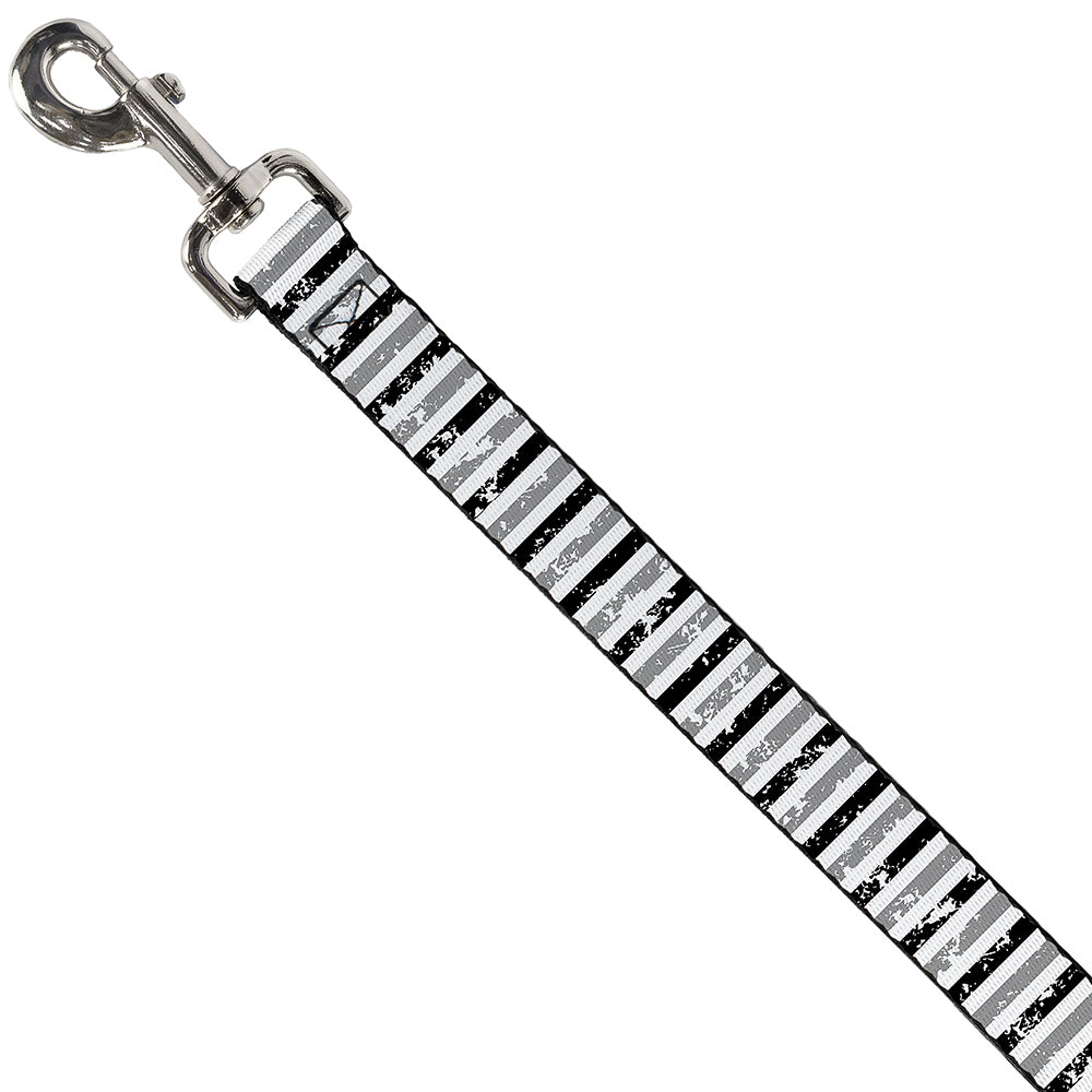 Dog Leash - Vertical Stripes White/Black/Gray