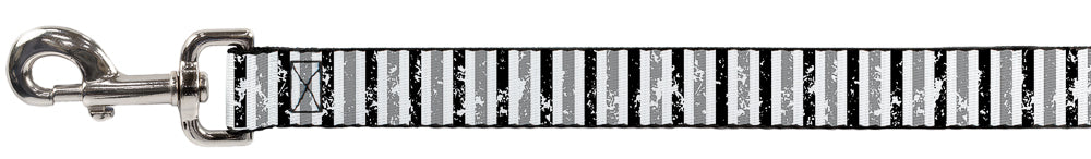 Dog Leash - Vertical Stripes White/Black/Gray