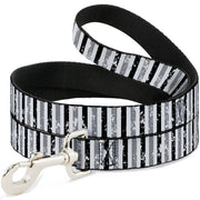 Dog Leash - Vertical Stripes White/Black/Gray