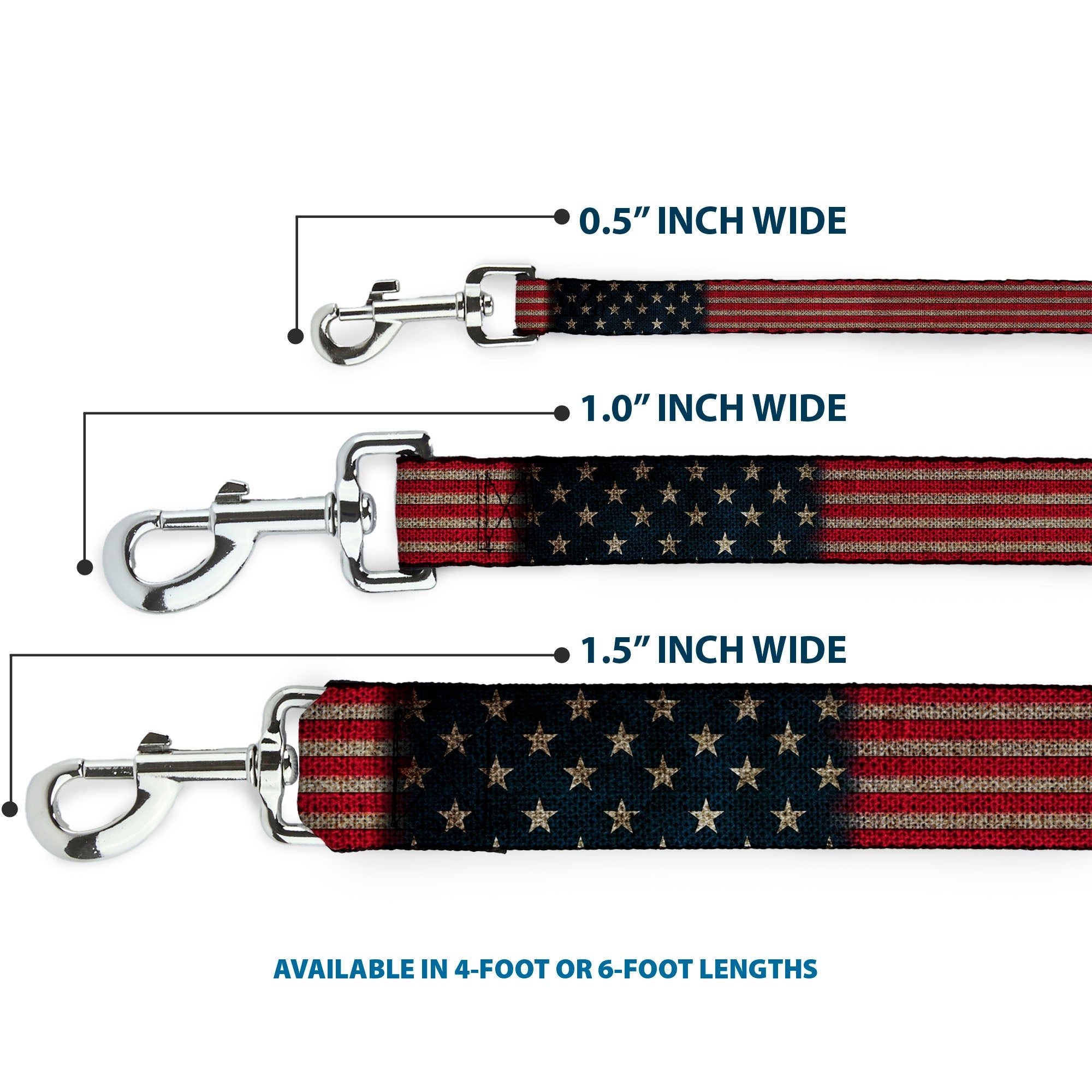 Dog Leash - Vintage US Flag Stretch