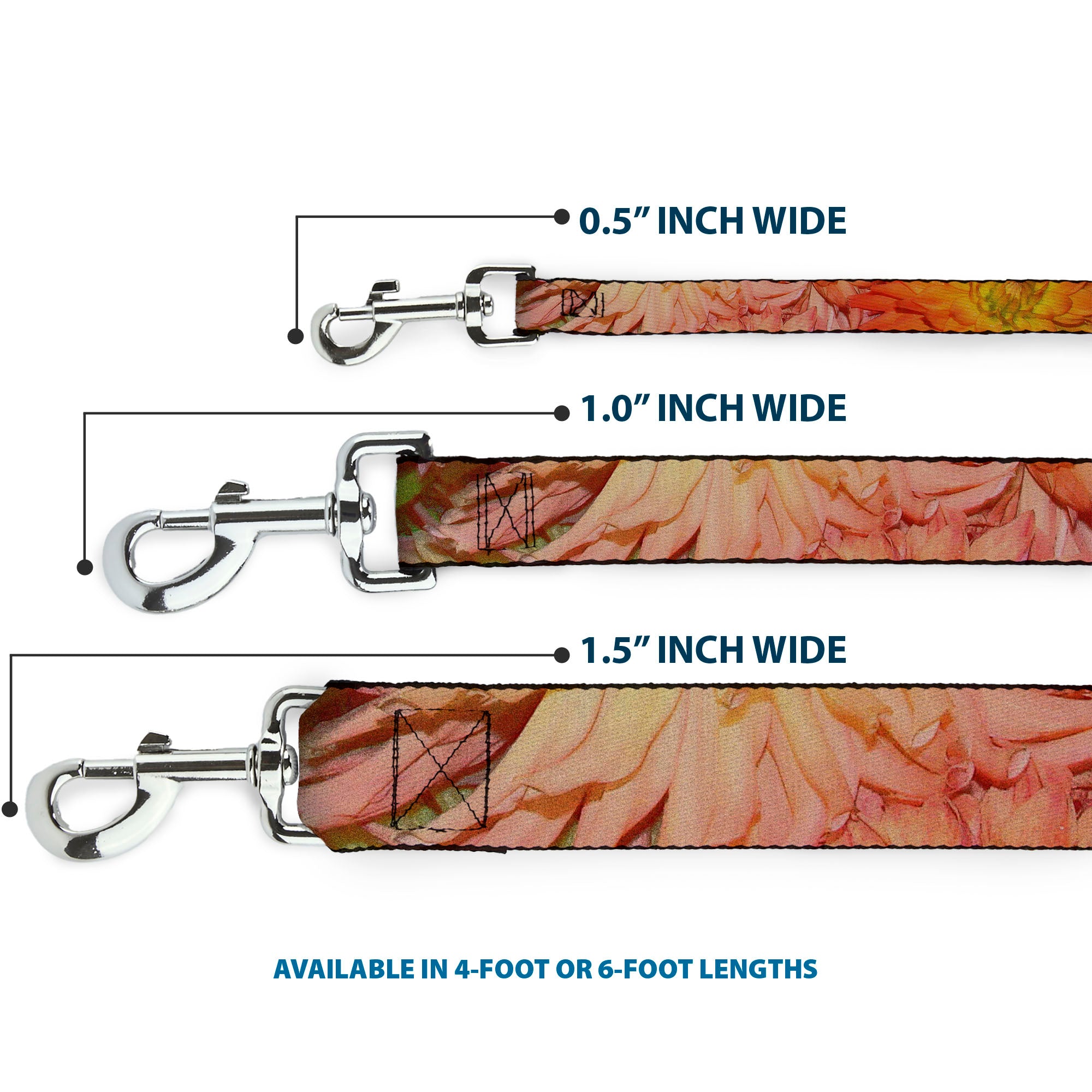 Dog Leash - Vivid Floral Collage Orange-Pinks