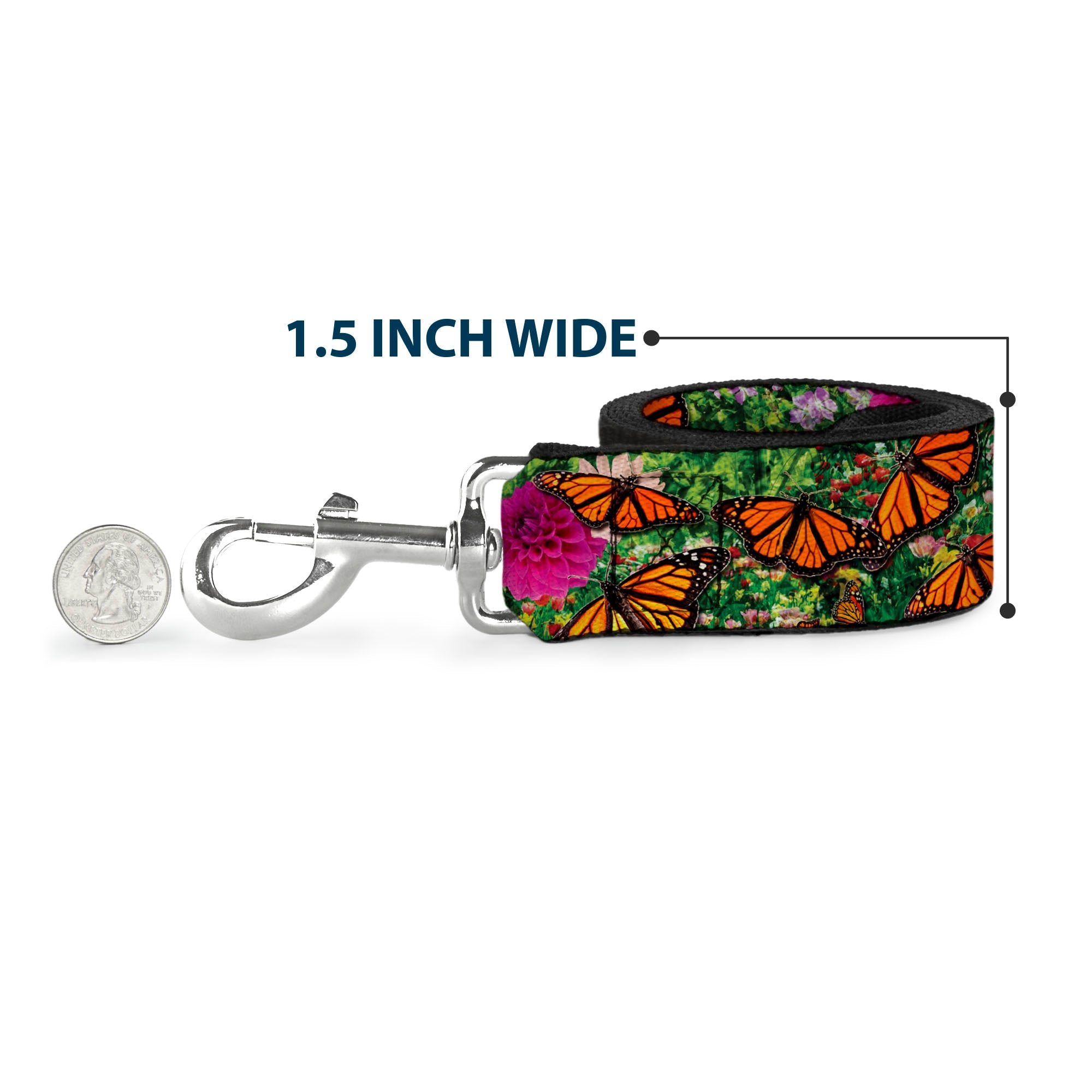 Dog Leash - Vivid Monarch Butterfly Garden