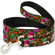 Dog Leash - Vivid Monarch Butterfly Garden