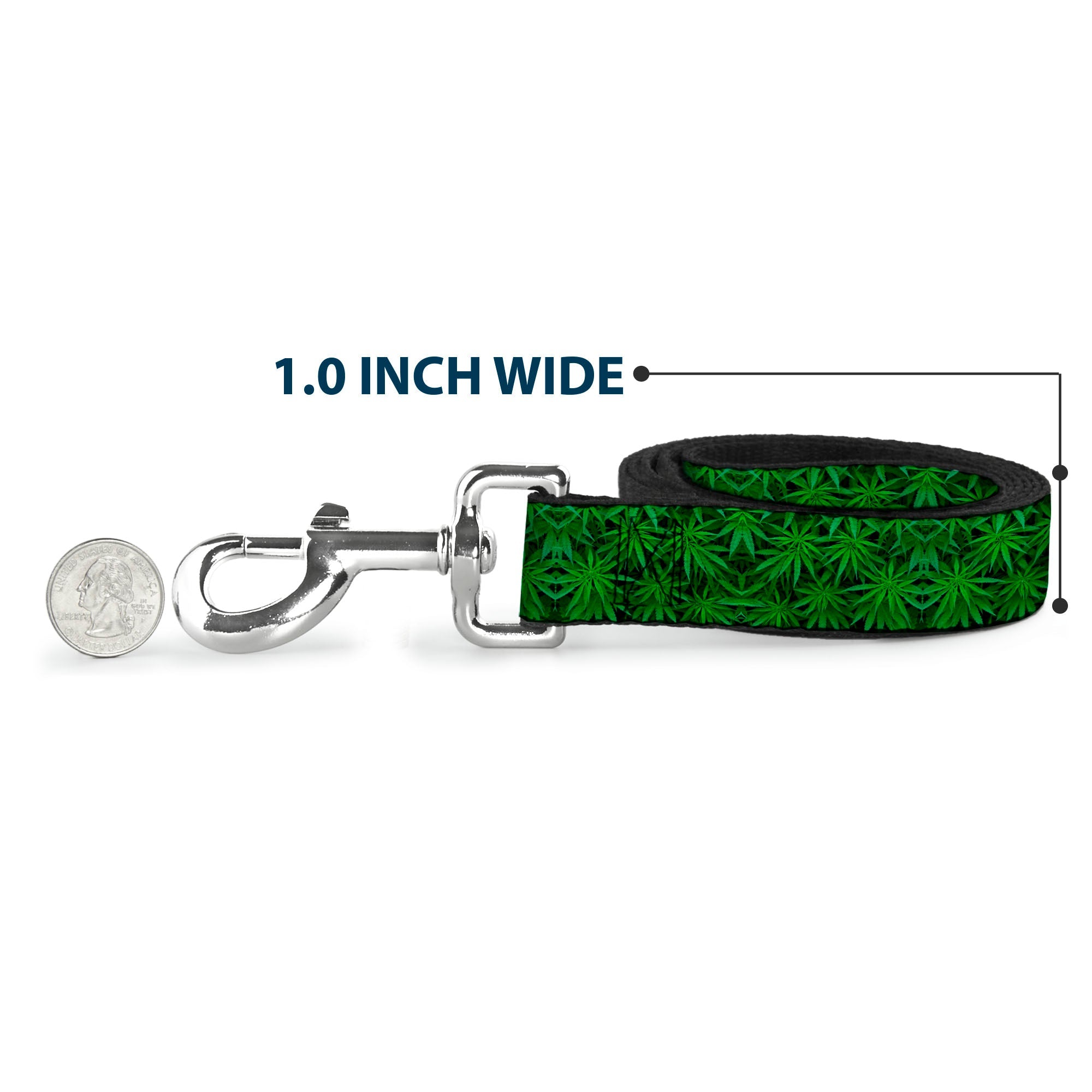 Buckle-Down Dog Leash - Vivid Marijuana Leaves Stacked