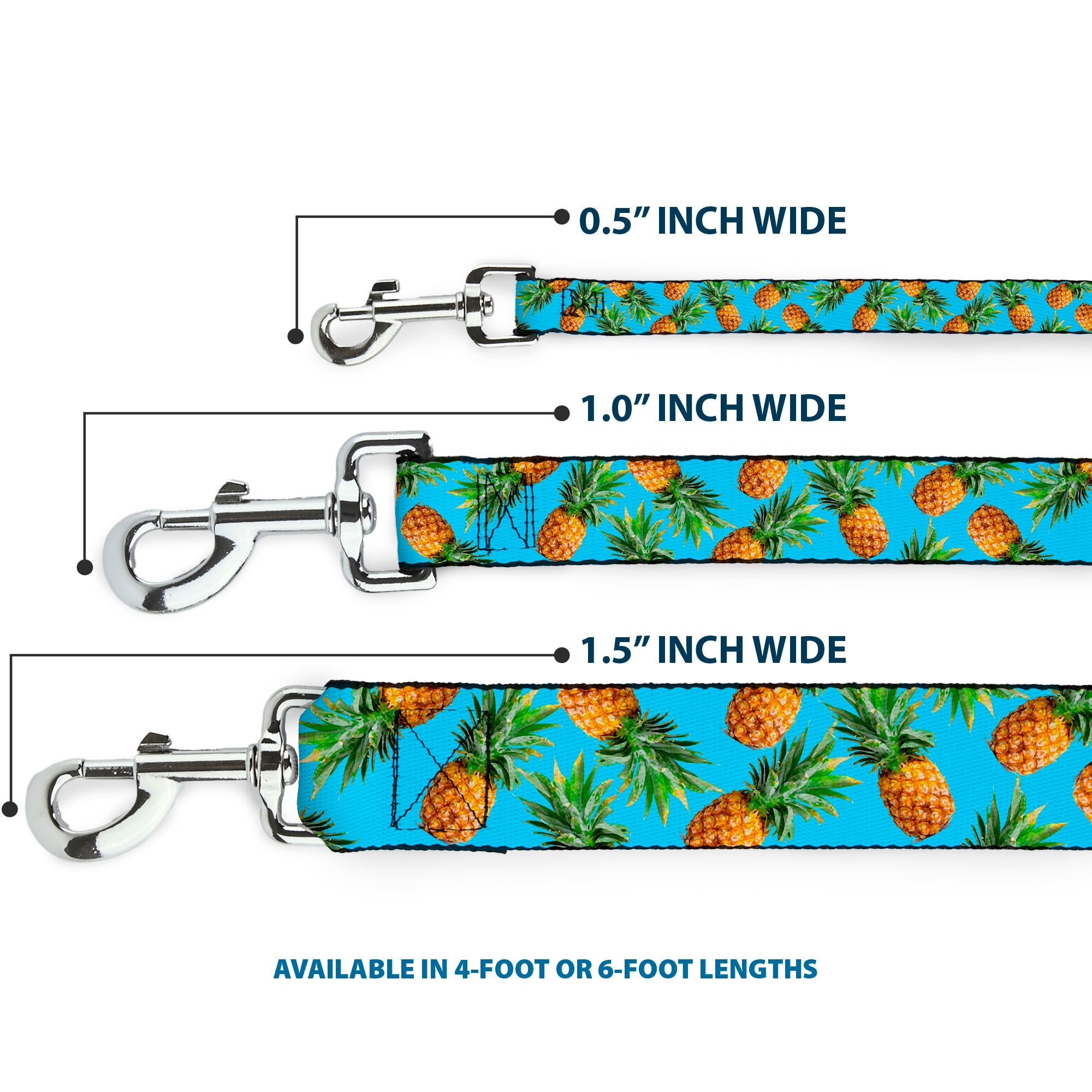 Dog Leash - Vivid Pineapples Scattered Blue