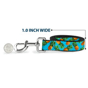 Dog Leash - Vivid Pineapples Scattered Blue