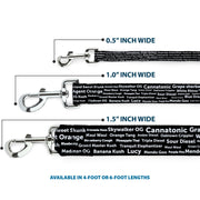 Buckle-Down Dog Leash - Verbiage Marijuana Strains Black/White