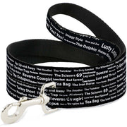 Buckle-Down Dog Leash - Verbiage Sex Positions Black/White