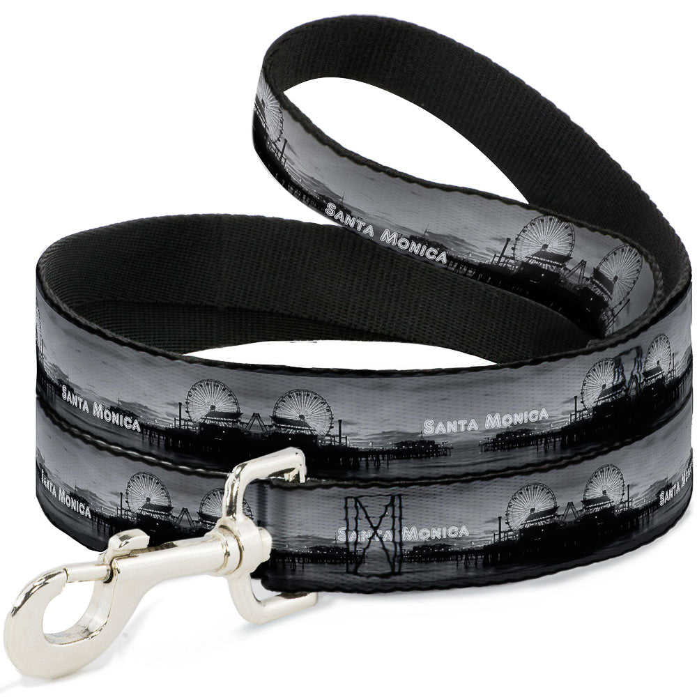 Dog Leash - Vivid SANTA MONICA Pier Skyline Grays/White