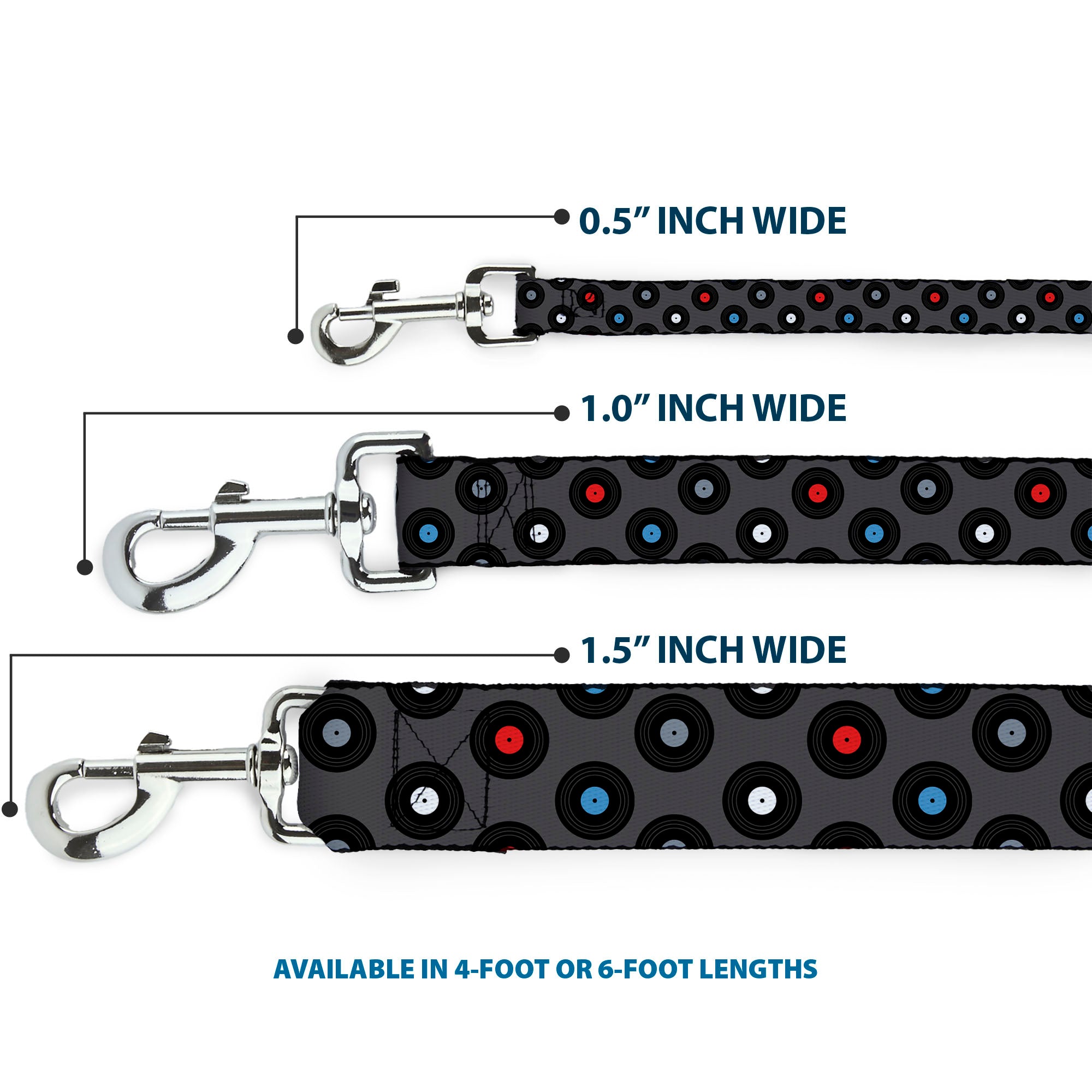 Dog Leash - Vinyl Records Gray/Black/Red/Blue/White